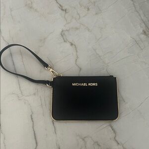 Michael Kors Black and Gold Wristlet